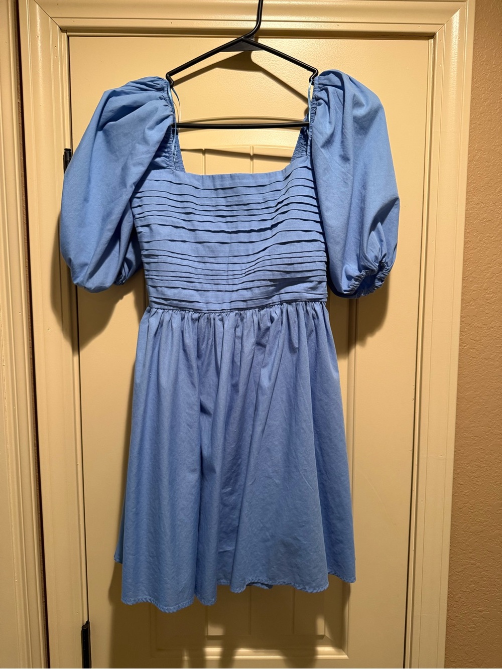 Abercrombie & Fitch Sky Blue Puff Sleeve Pleated Bodice Dress